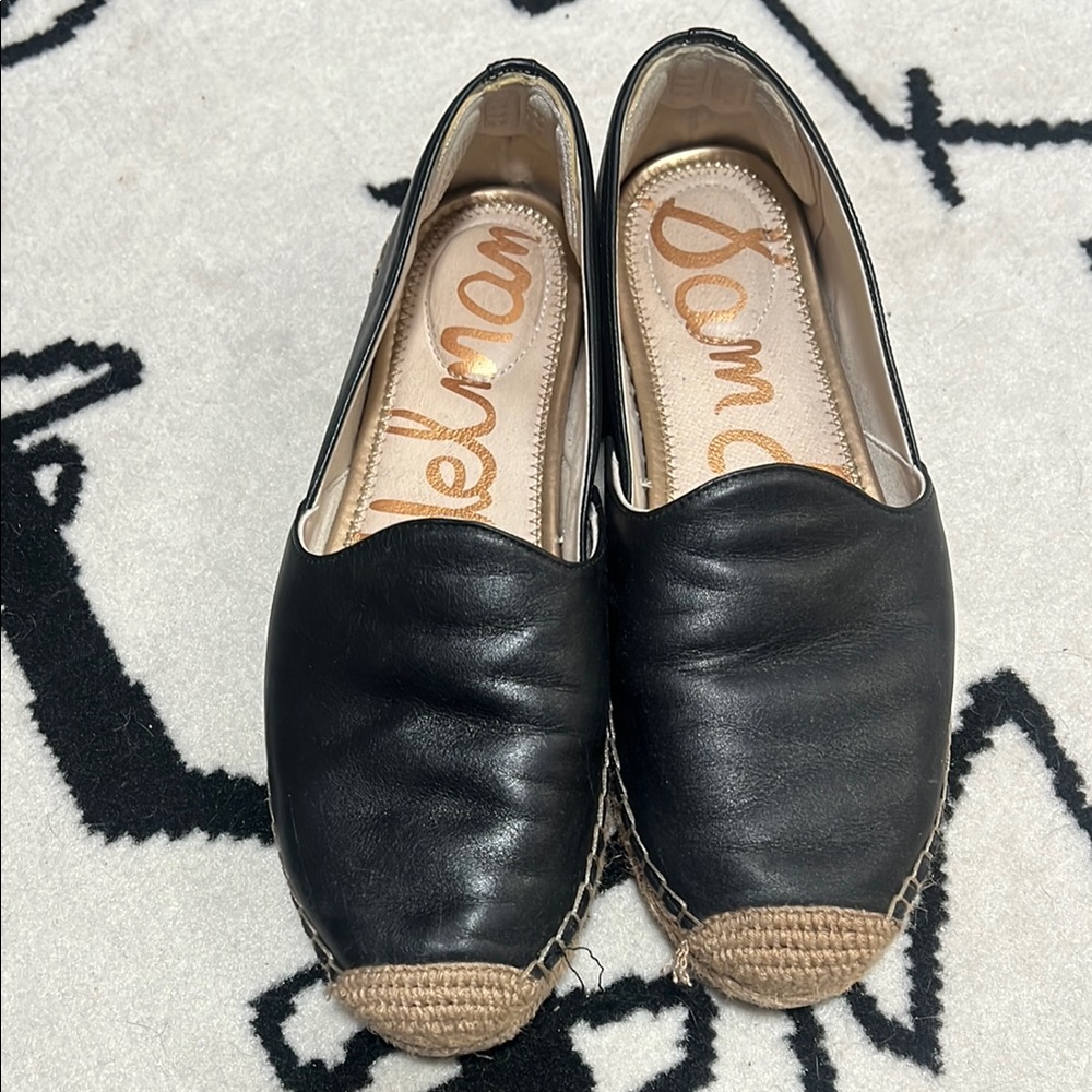 Sam Edelman Black and Tan Espadrille Slip-Ons